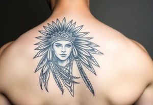 Goddess warrior woman with dingo headdress on tattoo idea