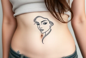 Mermaid light grainy soft feminine face tattoo idea