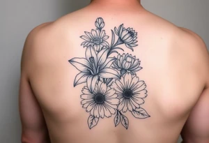 Forearm Water lily daisy carnation and chrysanthemum tattoo idea