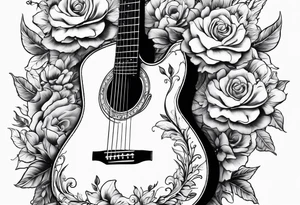 Guitar with flowers growing off the side tattoo idea
