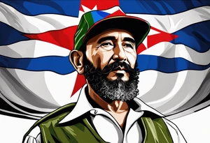 Make a tattoo a cuban flag that demonstrates the love and pride of my origins with fidel castro tattoo idea