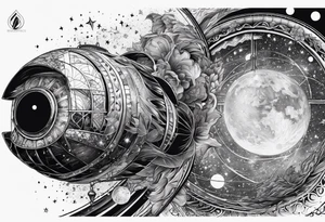 Men sleeve tattoo science and astronomy tattoo idea