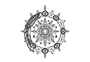 spiritual feathers indian mandala shaman rune tattoo idea