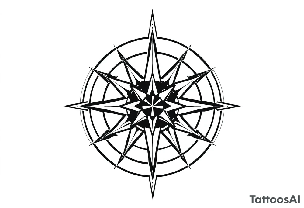 Simple Double layered compass rose tattoo idea