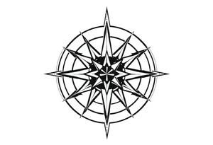 Simple Double layered compass rose tattoo idea