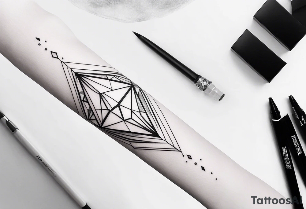 Sleeve on the forearm with a diamond in the middle tattoo idea Sleeve on the forearm with a diamond in the middle tattoo idea