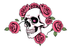 Skull with roses tattoo idea