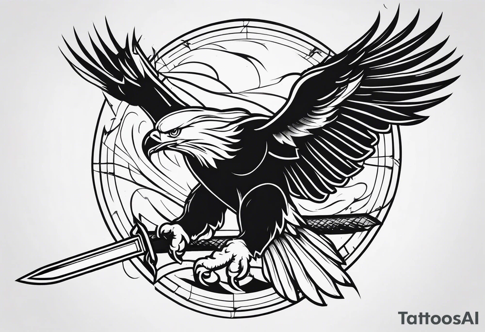 Eagle carrying sword tattoo idea