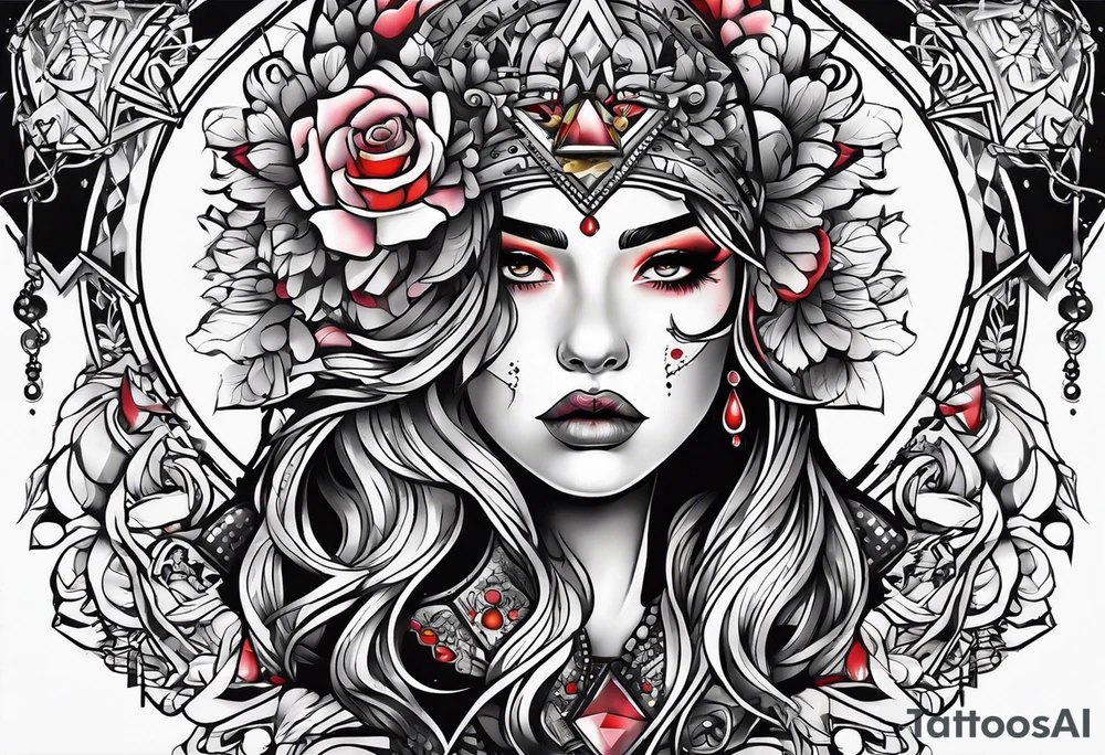 neck tattoo stencil about pain and struggle in new school or polka trash style tattoo idea