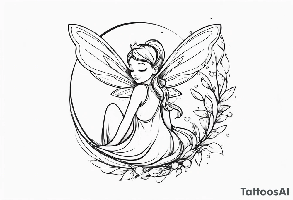A fairy with a tail hugging herself tattoo idea