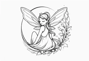 A fairy with a tail hugging herself tattoo idea
