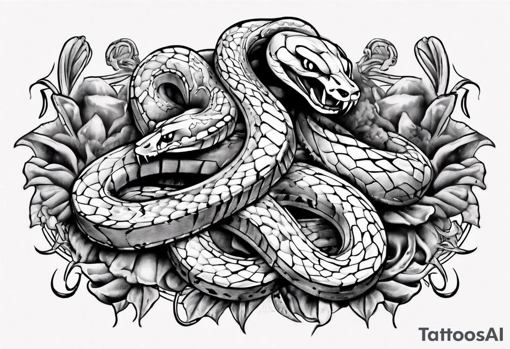 snake choking dollars tattoo idea