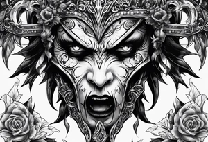 scary nemesis without flowers tattoo idea
