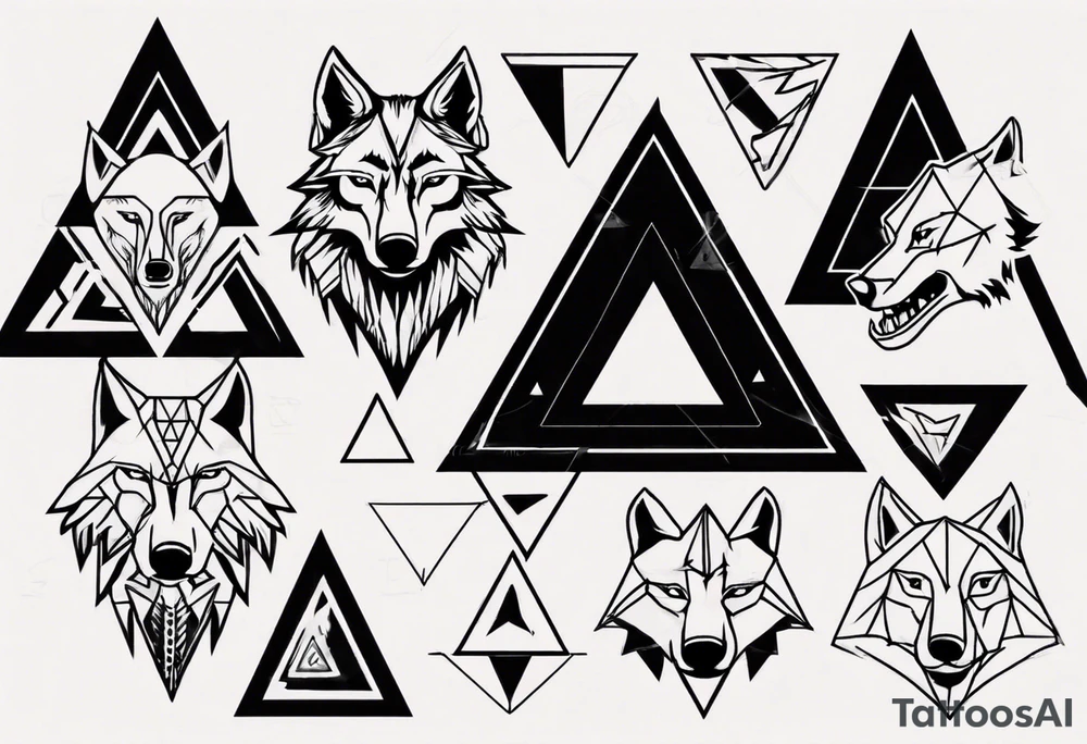 wolf head with triangle in the background tattoo idea