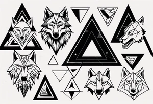 wolf head with triangle in the background tattoo idea