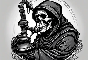 Grim reaper talking on a telephone tattoo idea