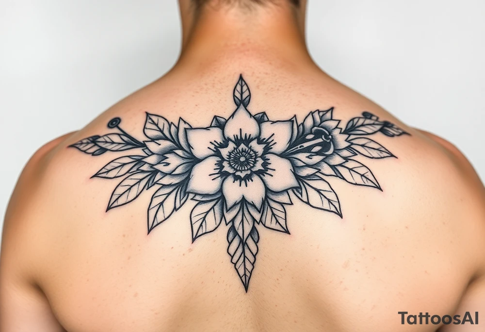 Indigenous tribal floral tattoo idea