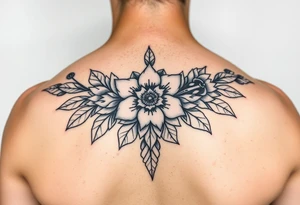 Indigenous tribal floral tattoo idea