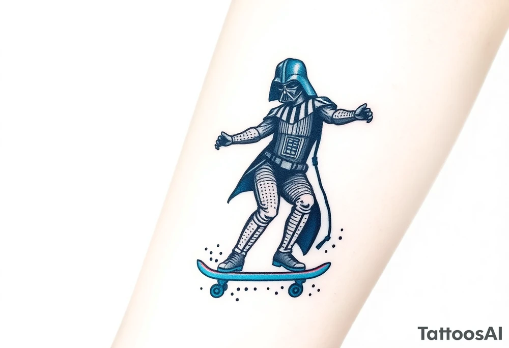 Darth Vader skateboarding >
blue & red tattoo idea