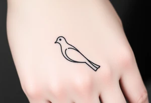 A minimalistic outline of a collared dove, with geometric lines forming its shape in muted gray and white, offering a clean and modern look tattoo idea