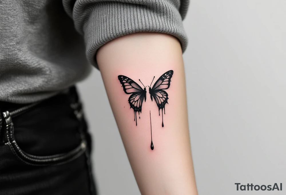 Two butterflyes with blood driping tattoo idea