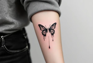 Two butterflyes with blood driping tattoo idea