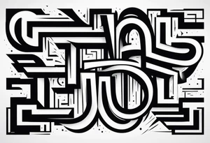 entropy word with a distorted or warped design. All black and without other components. Arial typography tattoo idea