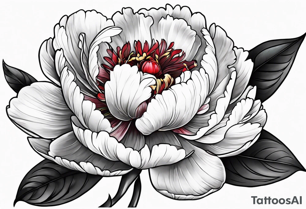 red peony tattoo idea