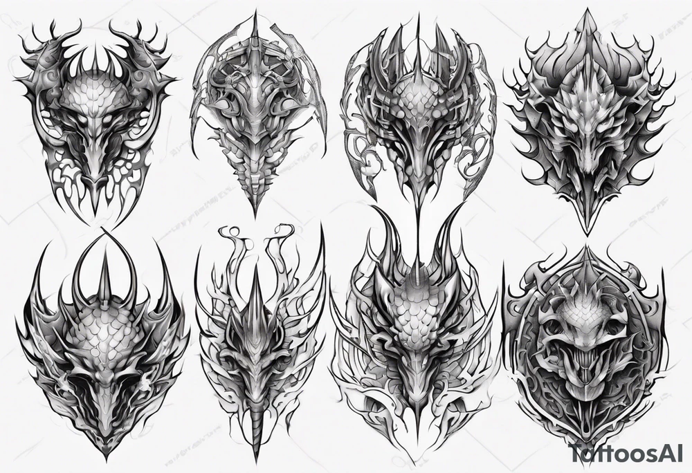Dragon scale symmetrical tattoo idea