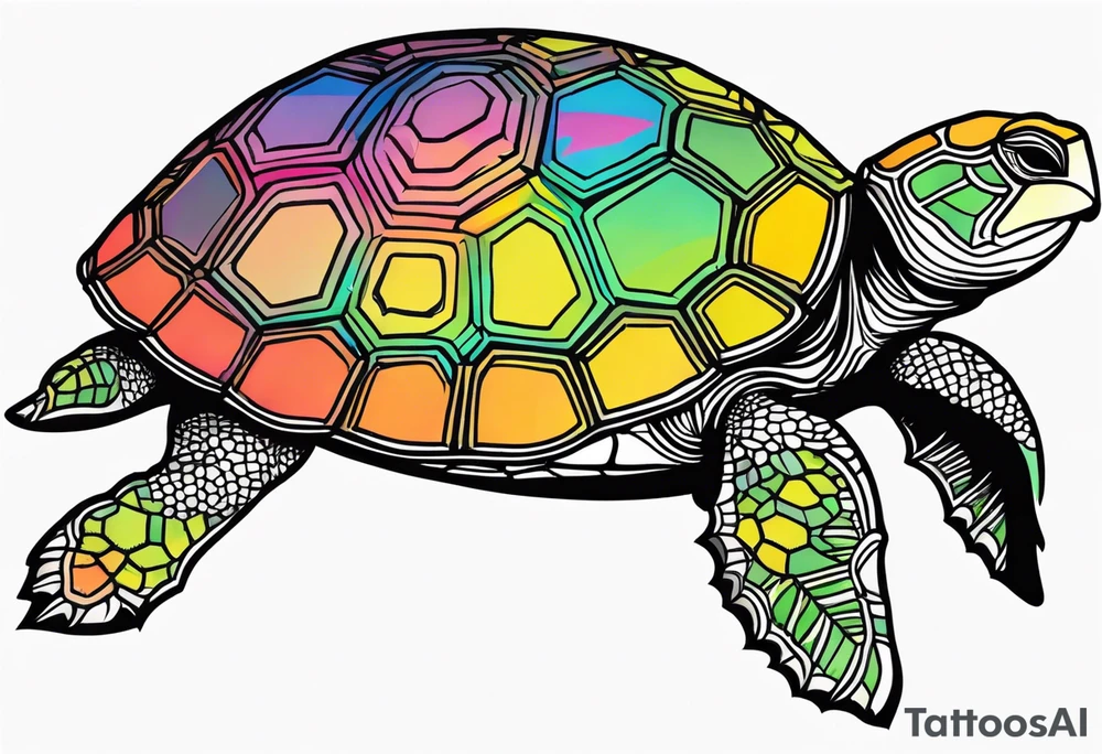 tropical psychedelic turtle, high-angle shot tattoo idea