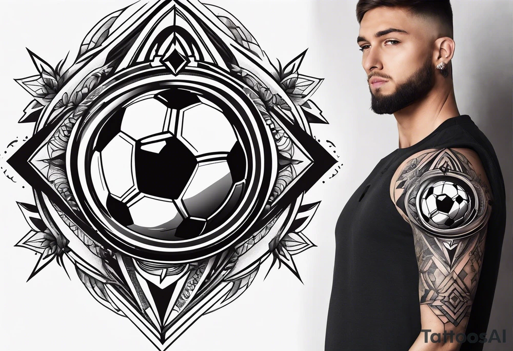 Football tattoo with compass and family tattoo idea
