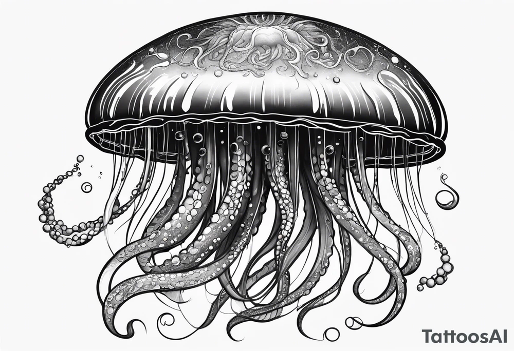 Space jellyfish with long tentacles tattoo idea
