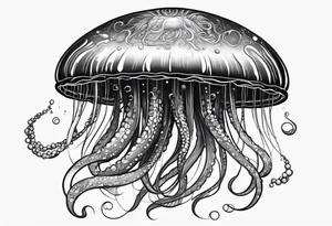 Space jellyfish with long tentacles tattoo idea