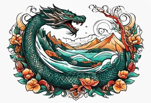a Sleeve tattoo Jörmungandr the World Serpent, as depicted in God of War. tattoo idea