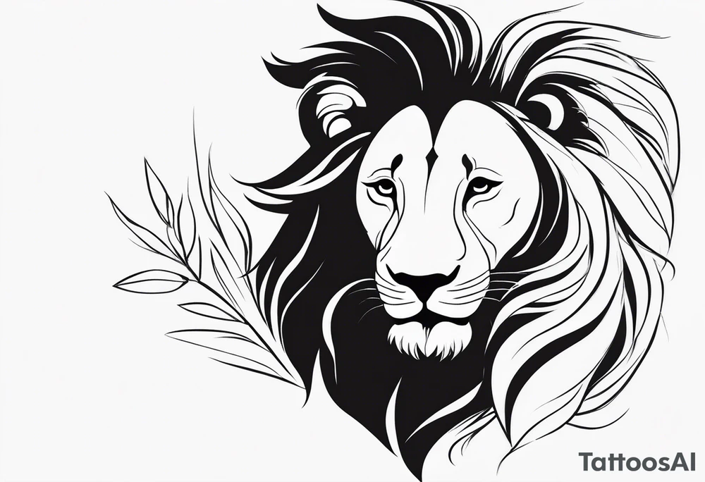 Moitié visage lion avec son bebe tattoo idea