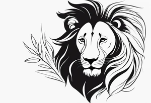 Moitié visage lion avec son bebe tattoo idea
