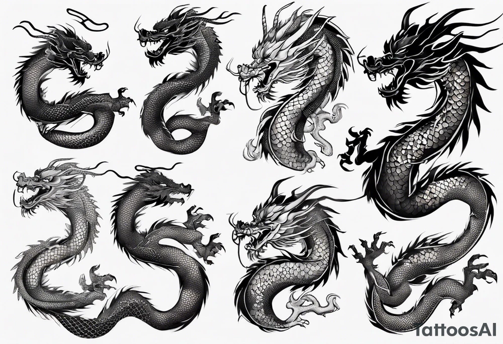 Chinese dragon with scales tattoo idea