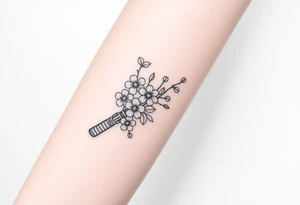 Star Wars Lightsabre with daisies, morning glory, and lily of the valley in it tattoo idea