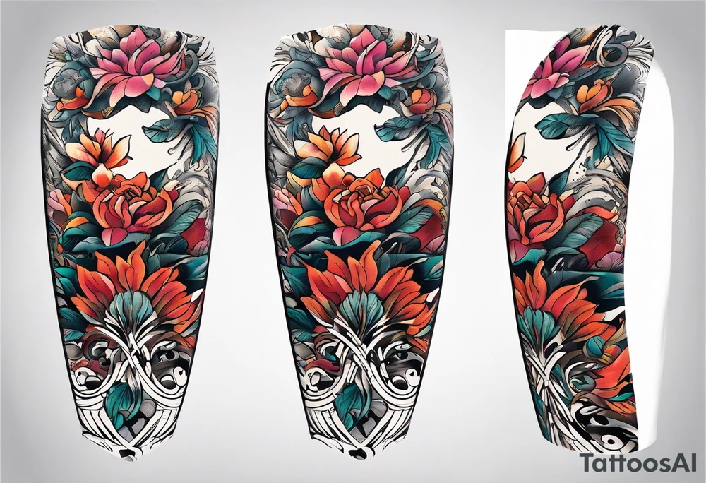 Sleeve showing Nayang text tattoo idea