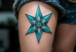 turquoise eight-pointed star tattoo brings peace, protection, and emotional healing. tattoo idea