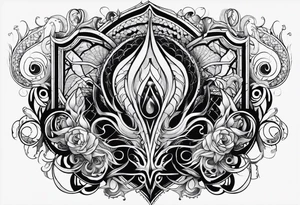 Lovecraftian creature. Protecting heart. Long tattoo for sleeve. Vertical. tattoo idea