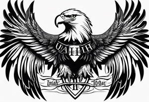Eagle wings with vertical writing "Isaiah 40:13" tattoo idea