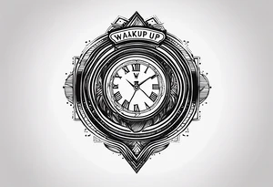 Black stripe approx. 2cm diameter 
Around the wrist 
The words: "Wake up" should be left blank on the top tattoo idea