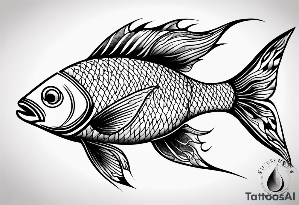 Fish made out of fire tattoo idea