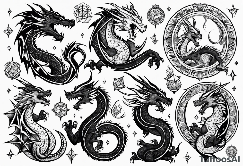 Variety dragons flash sheet tattoo idea | TattoosAI