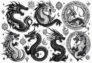 Variety dragons flash sheet tattoo idea