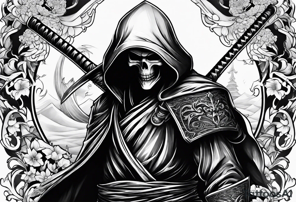 Katana and grim reaper tattoo idea