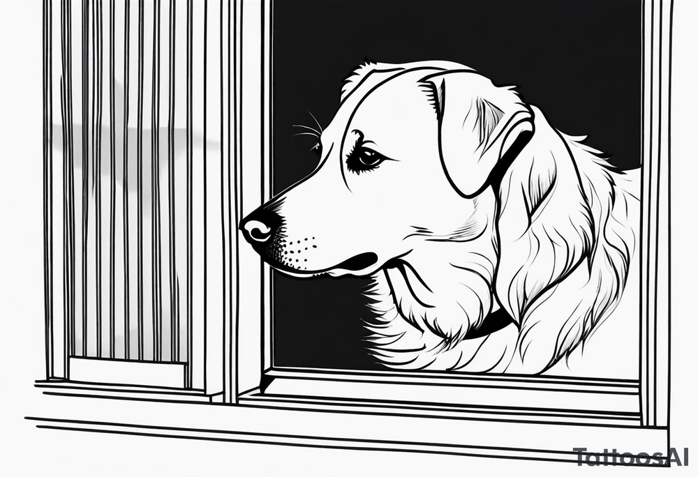 dog looking out window tattoo idea