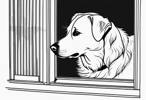 dog looking out window tattoo idea