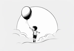 little boy with a balloon flying towards the sky tattoo idea